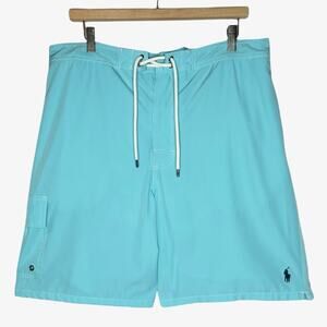 Polo Ralph Lauren Mens Cargo Pocket Swim Trunks Shorts XXL Turquoise Blue Preppy